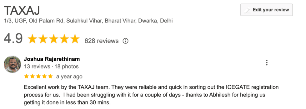TAXAJ Google Review